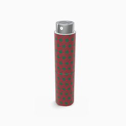 Estuche de bolsillo Olfazeta by Chogan con motivo geométrico rojo y verde, capuchón cromado, fondo blanco