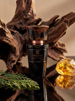 Black Olfazeta by Chogan Millésime bottle, tortoiseshell cap, driftwood, amber resin and cypress